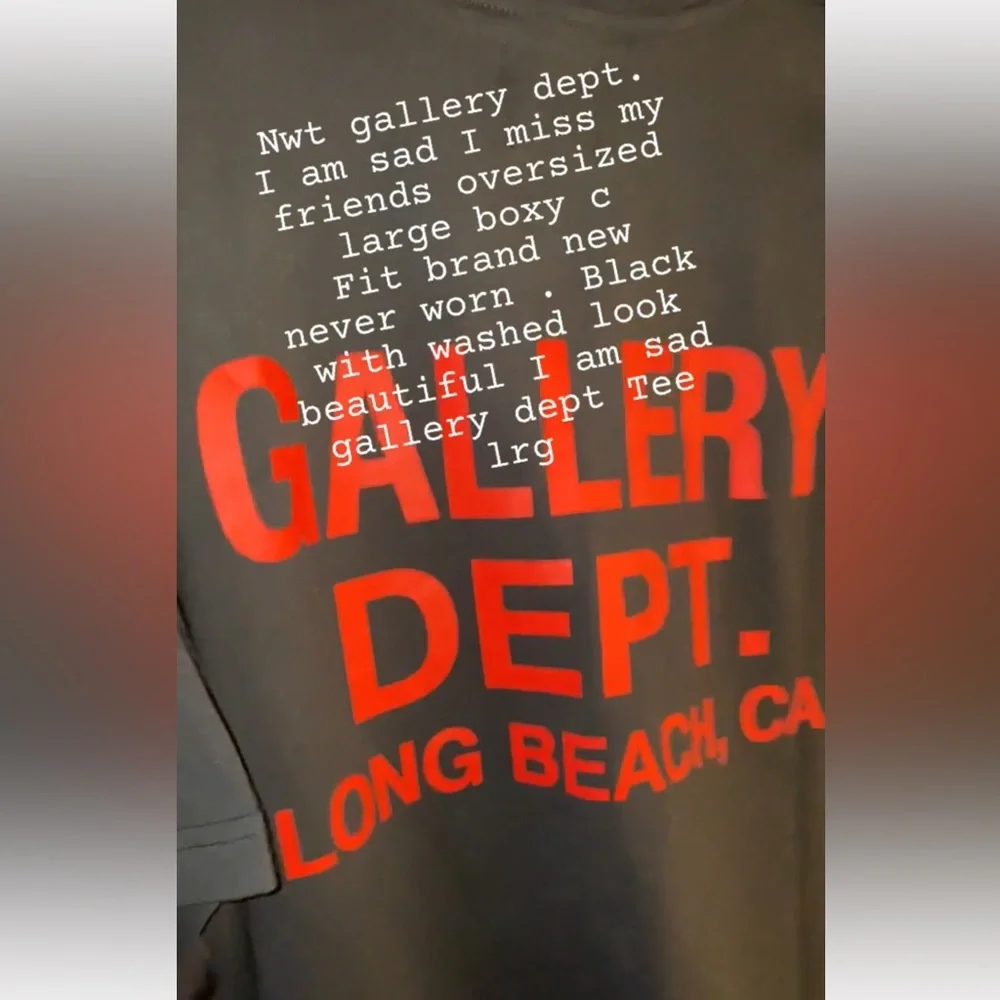 NWT RARE gallery dept. Boxy ANTIQUE BLACK handwritten “I m sad I miss my friends - Picture 6 of 17